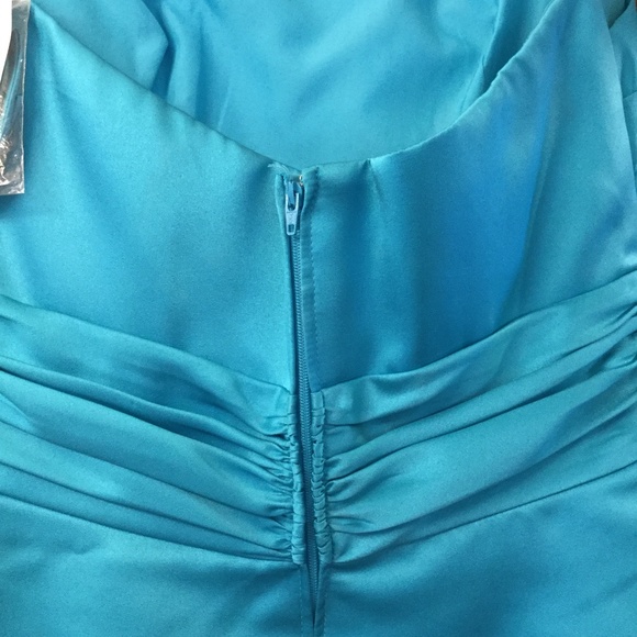 David’s Bridal Malibu Short Satin Strapless Dress - Picture 5 of 6